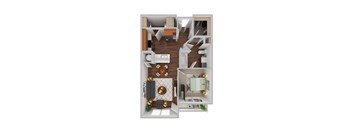 Main 1 Bedroom 1 Bathroom Floor Plan at Residences at The Streets of St. Charles Apartments in St. Charles, MO, 63303