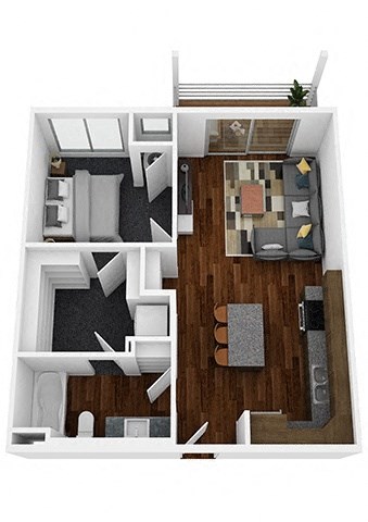 1 bed 1 bath Revelstoke Floor Plan at The Lodge at Overland, Minnesota, 55901