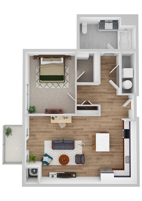 Southwest floor plan image at Park 205, Illinois, 60068