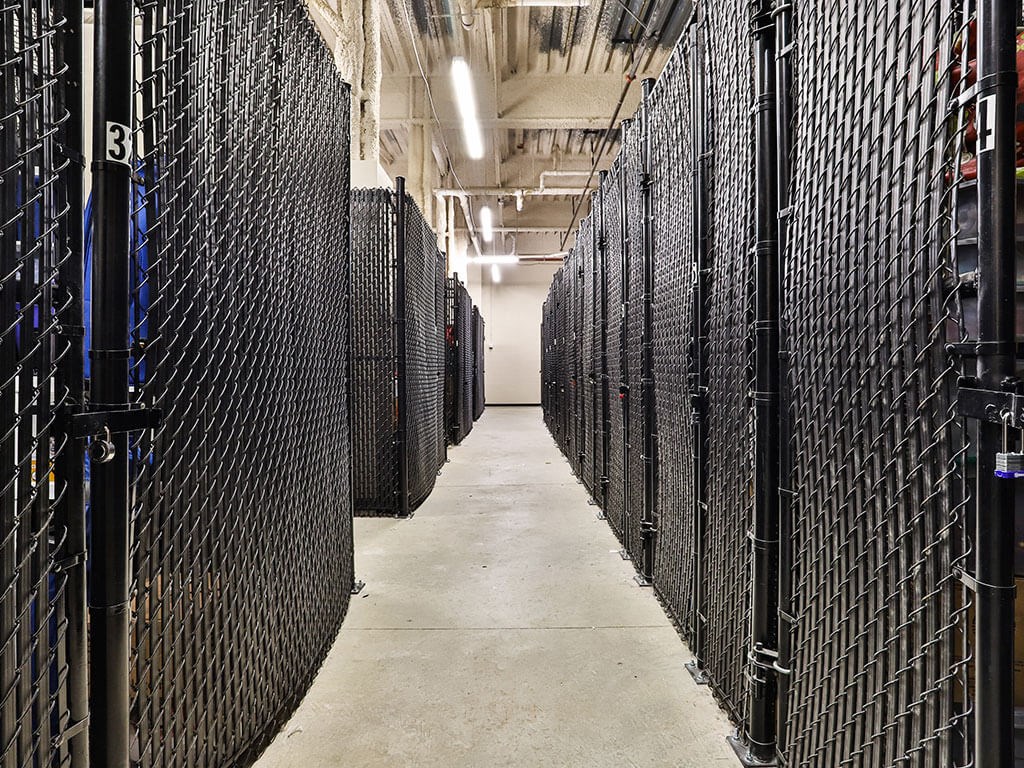 Storage lockers at Residences at The Streets of St. Charles Apartments in  St. Charles, MO