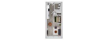 Studio A Floor Plan at Noca Blu, Chicago, 60647