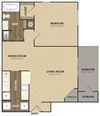 A4S - Willow w/Sunroom 1 Bedroom 1 Bathroom Floor Plan A4S - Willow w/Sunroom 1 Bedroom 1 Bathroom Floor Plan at Riverset Apartments in Mud Island, Memphis, TN