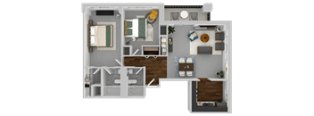 a floor plan of a house with a bedroom and a living room
