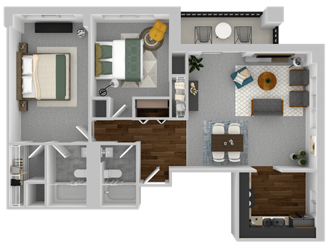 a floor plan of a house with a bedroom and a living room