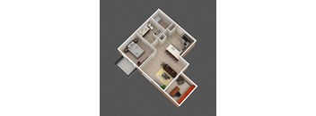 1 Bedroom 1 Bathroom C Floor Plan at Mirada Apartments, Lewis Center, 43035
