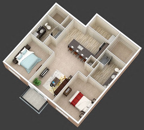 2 Bedroom 2 Bathroom S Floor Plan at Mirada Apartments, Lewis Center, 43035