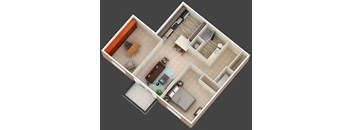 1 Bedroom 1 Bathroom A Floor Plan at Mirada Apartments, Lewis Center, OH, 43035