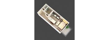 The Prism Studio 1 Bath Floor Plan at Mirada Apartments, Lewis Center, Ohio