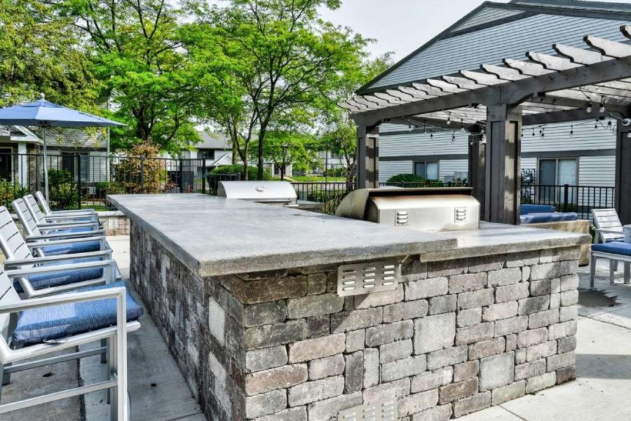 Outdoor grilling area at The Villas at Northstar, Ann Arbor, MI, 48105