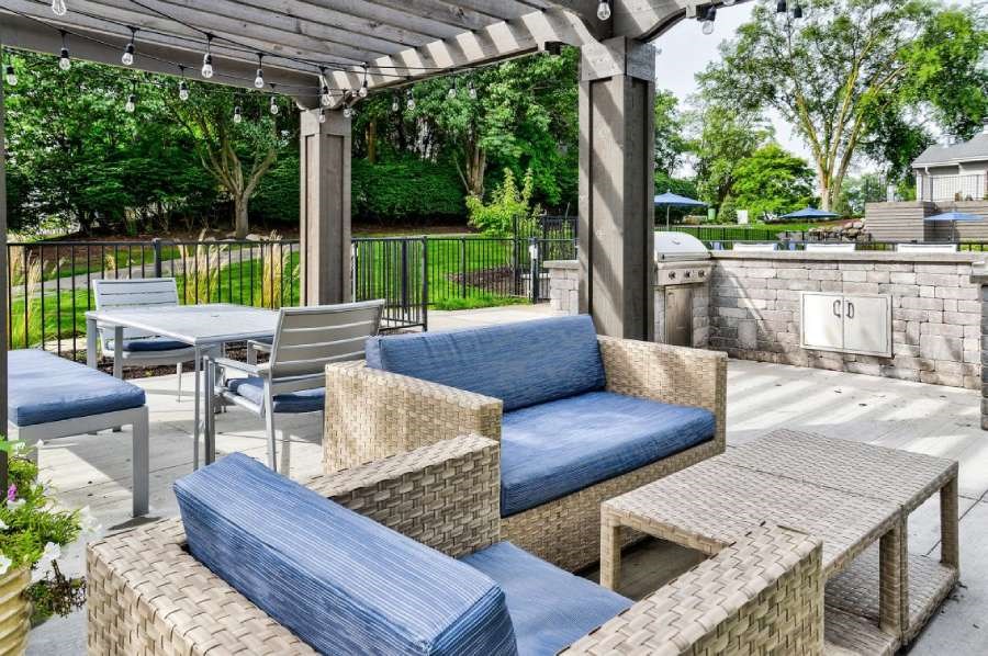 Outdoor seating area at The Villas at Northstar, Michigan