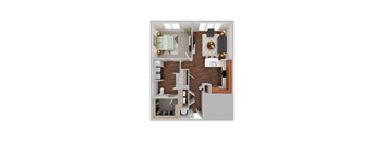 Wall One bedroom One bathroom Floor Plan at Residences at The Streets of St. Charles in St. Charles, Missouri
