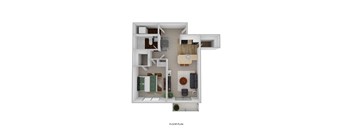 1 Bed 1 Bath Floor Plan at Waterchase Apartments, Wyoming, MI