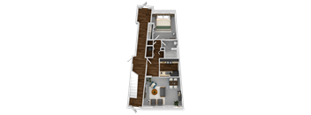 a floor plan of a house with a bedroom and a living room