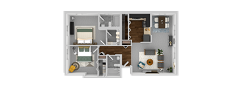 a 2 bedroom floor plan with a bathroom and a bedroom