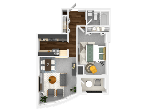 a floor plan of a bedroom apartment with a bathroom and a living room