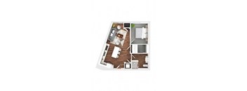 Taylor 1 bed 1 bath floor plan at The Hallon Apartments, Minnesota