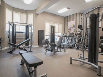 Fitness Center With Modern Equipment at The Pointe at St. Joseph Apartments, South Bend, IN, 46617