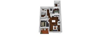 2 bed 2 bath floor plan D at The Bohen Apartments , Minneapolis, 55408