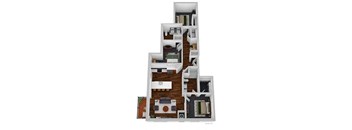 3 bed 2 bath floor plan at The Bohen Apartments, Minnesota
