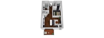 1 bed 1 bath floor plan A at The Bohen Apartments , Minneapolis