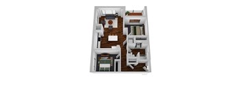 2 bed 1 bath floor plan at The Bohen Apartments , Minneapolis, 55408