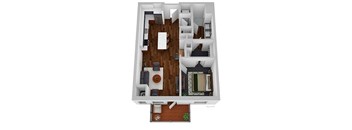 1 bed 1 bath floor plan F at The Bohen Apartments , Minneapolis