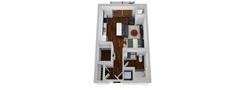 Studio 1 bath floor plan C at The Bohen Apartments , Minneapolis, 55408