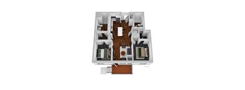 2 bed 2 bath floor plan E at The Bohen Apartments , Minneapolis