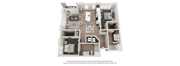 2 bedroom 2 bathroom B5 Floor Plan at Velo Village Apartments, Franklin, Wisconsin