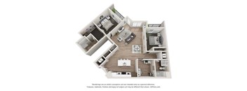2 bedroom 2 bathroom B6 Floor Plan at Velo Village Apartments, Wisconsin