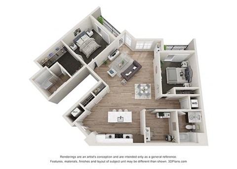 2 bedroom 2 bathroom B6 Floor Plan at Velo Village Apartments, Wisconsin