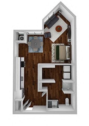 Ballad 1 bed 1 bath floor plan C at The Aurilla, Minnesota, 55016