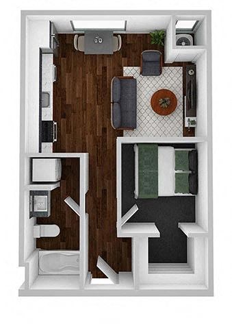 Cadence 1 bed 1 bath floor plan A at The Aurilla, Cottage Grove, MN