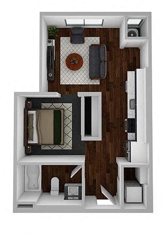 Canto 1 bed 1 bath floor plan at The Aurilla, Cottage Grove, 55016