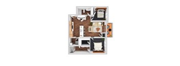 Bear 2 Bed 2 Bath Floor Plan at Rivertown, Grandville, MI, 49418