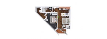 Holland 1Bed 1 Bath Floor Plan at The Commons at Rivertown, Grandville, 49418