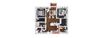 Palms 2 Bed 2 Bath Floor Plan at The Commons at Rivertown, Grandville, MI, 49418