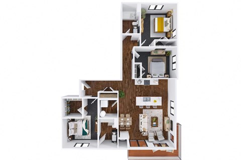 Warren 3 Bed 2 Bath Floor Plan at The Commons at Rivertown, Grandville, Michigan, 49418