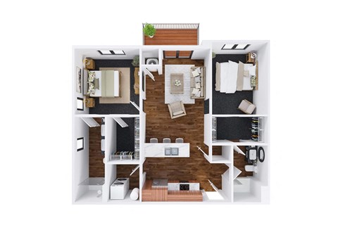 River 2 Bed 2 Bath Floor Plan at The Commons at Rivertown, Grandville