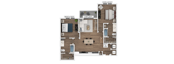 Canna Lily B1 Floor Plan 2 Bedroom Apartment at Azalea, Tampa, Florida