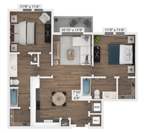 B1b Floor Plan at Azalea, Tampa