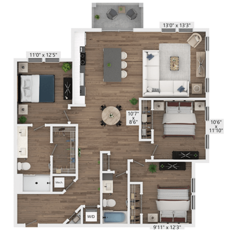 C1 Floor Plan at Azalea, Tampa, FL, 33619