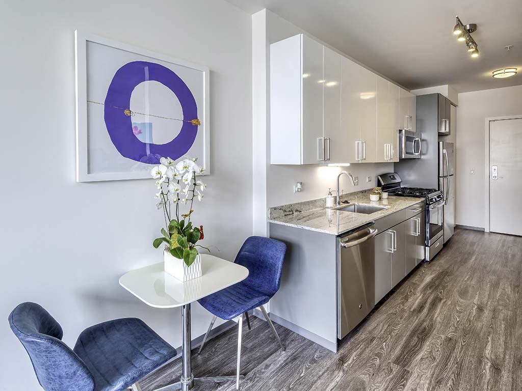 Kitchen With Dining Area at Noca Blu, Chicago, Illinois
