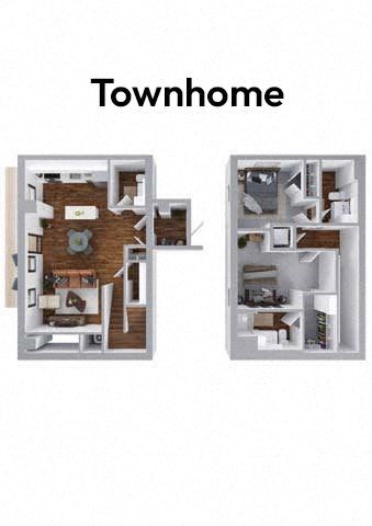 Coralberry 2 bed 2 bathroom floor plan at The Hallon Apartments, Minnesota 55343