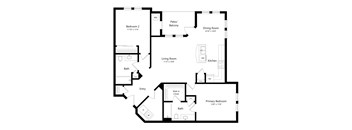 A black and white image of a house floor plan.