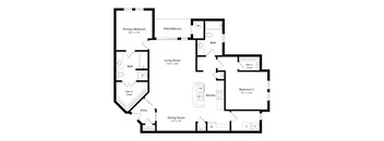 A black and white image of a floor plan for a house.