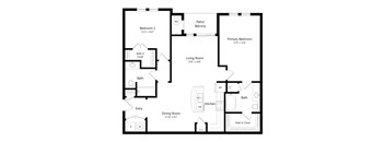 A black and white image of a floor plan for a home.
