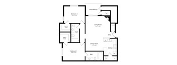 A black and white image of a house floor plan.