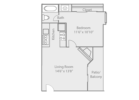 1 Bedroom 1 Bathroom, 490 sq ft  at Oaks at Greenview, Houston