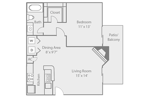 1 Bedroom 1 Bathroom, 678 sq ft  at Oaks at Greenview, Texas